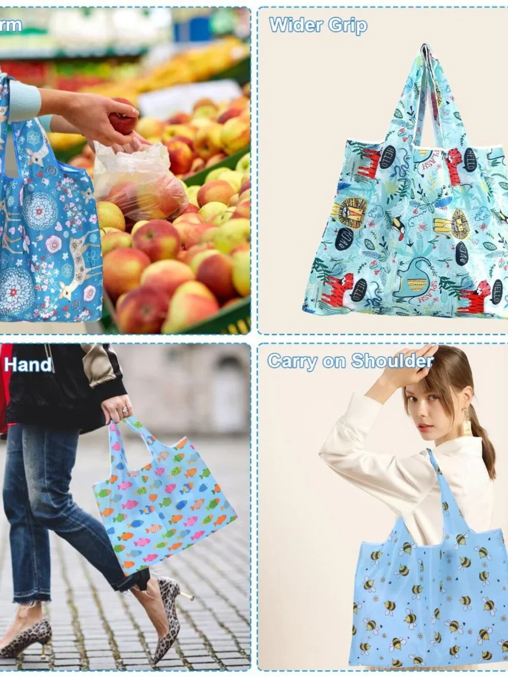 ZooviHyvi Extra Large 50lbs Foldable Reusable Shopping Bags kitchen reusable gro